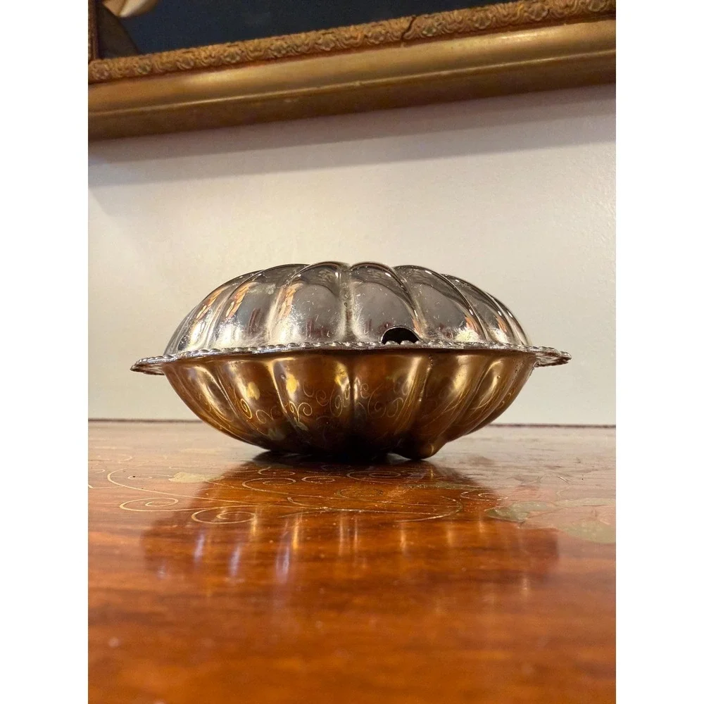 Vintage Clamshell Butter Dish • E&JL Silver Plate Server w/ Frosted Glass Insert